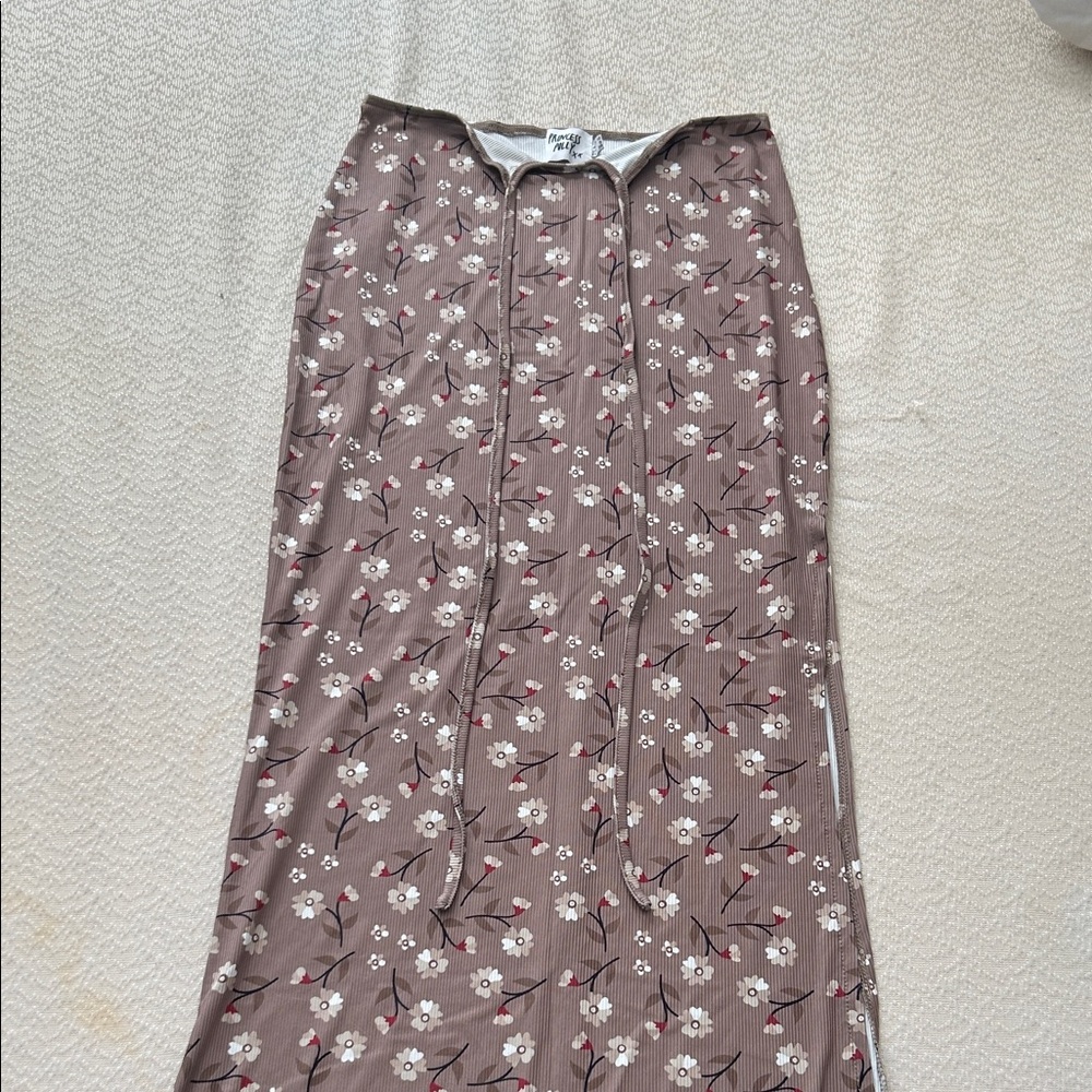 Princess Polly Floral Tan Maxi Skirt